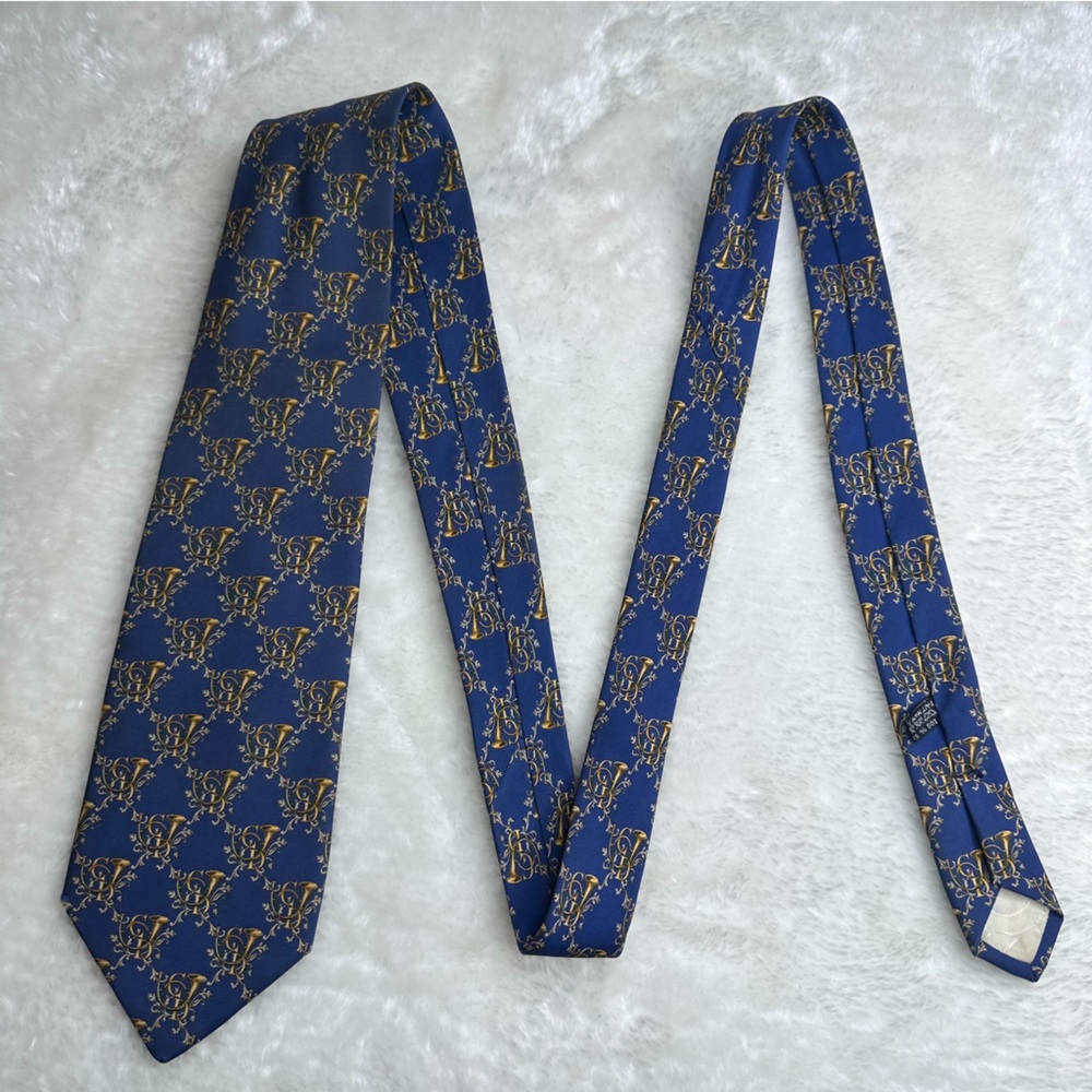 Dior Blue and Gold Men's Tie - Picture 5 of 9